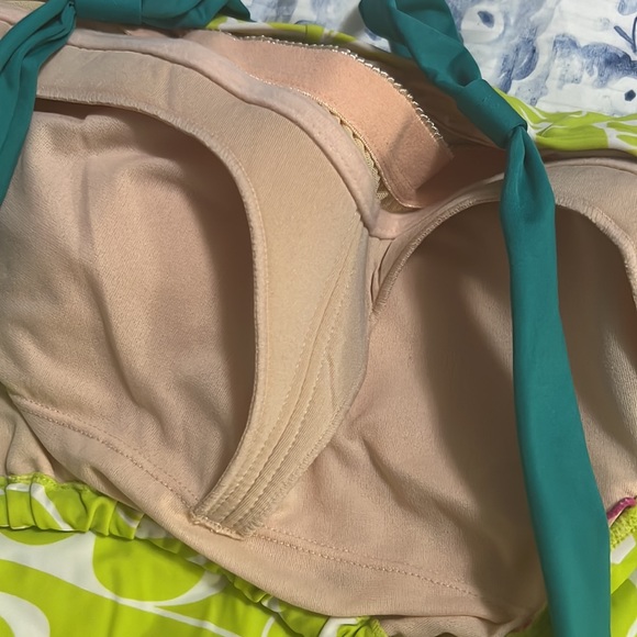 Athleta Kokomo Lime Green Floral Hawaiian Print Dress Built In Bra - Picture 4 of 4